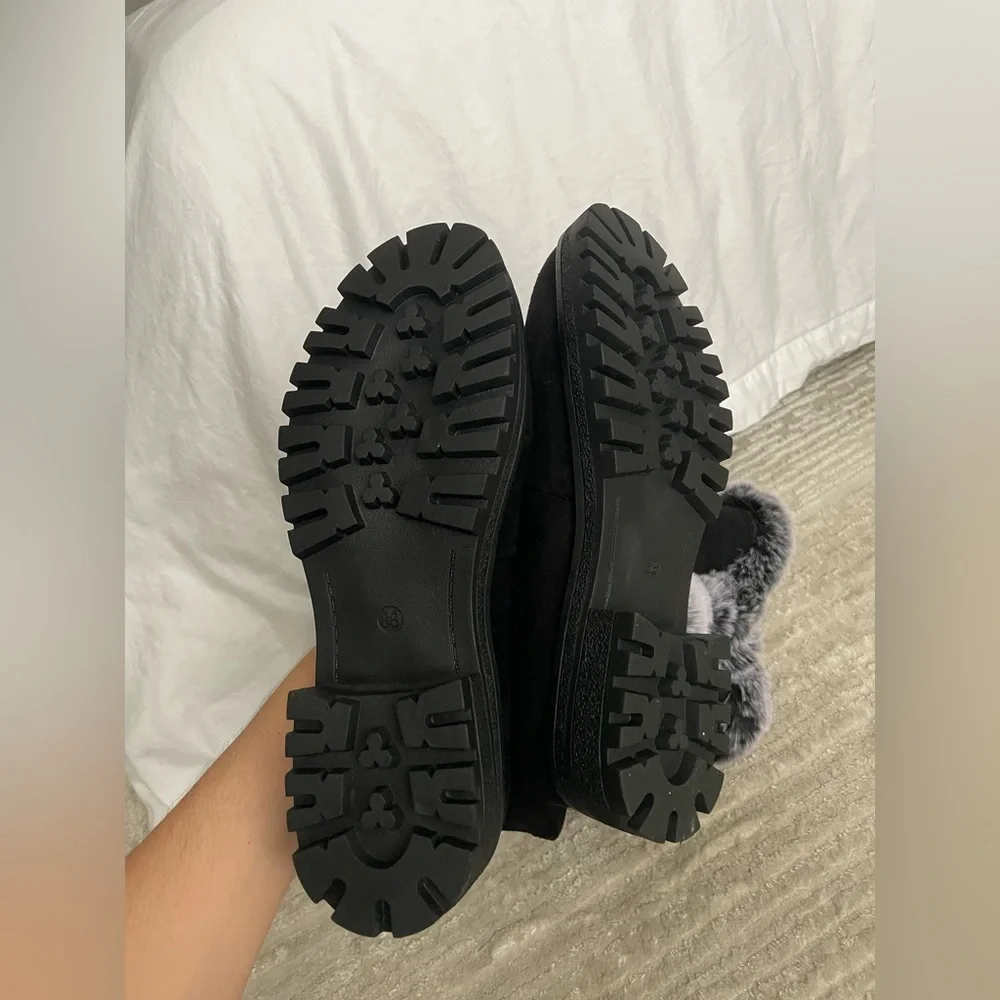 XIMIN Black Mid Calf Snow Boots